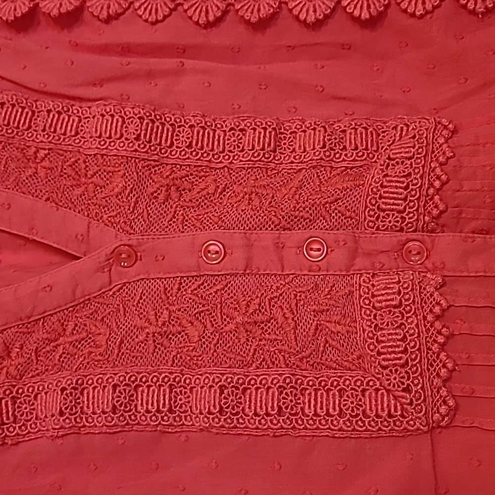 Leifnotes Long Sleeve Blouse With Lace Accent SZ   8 or M/L - Picture 2 of 12